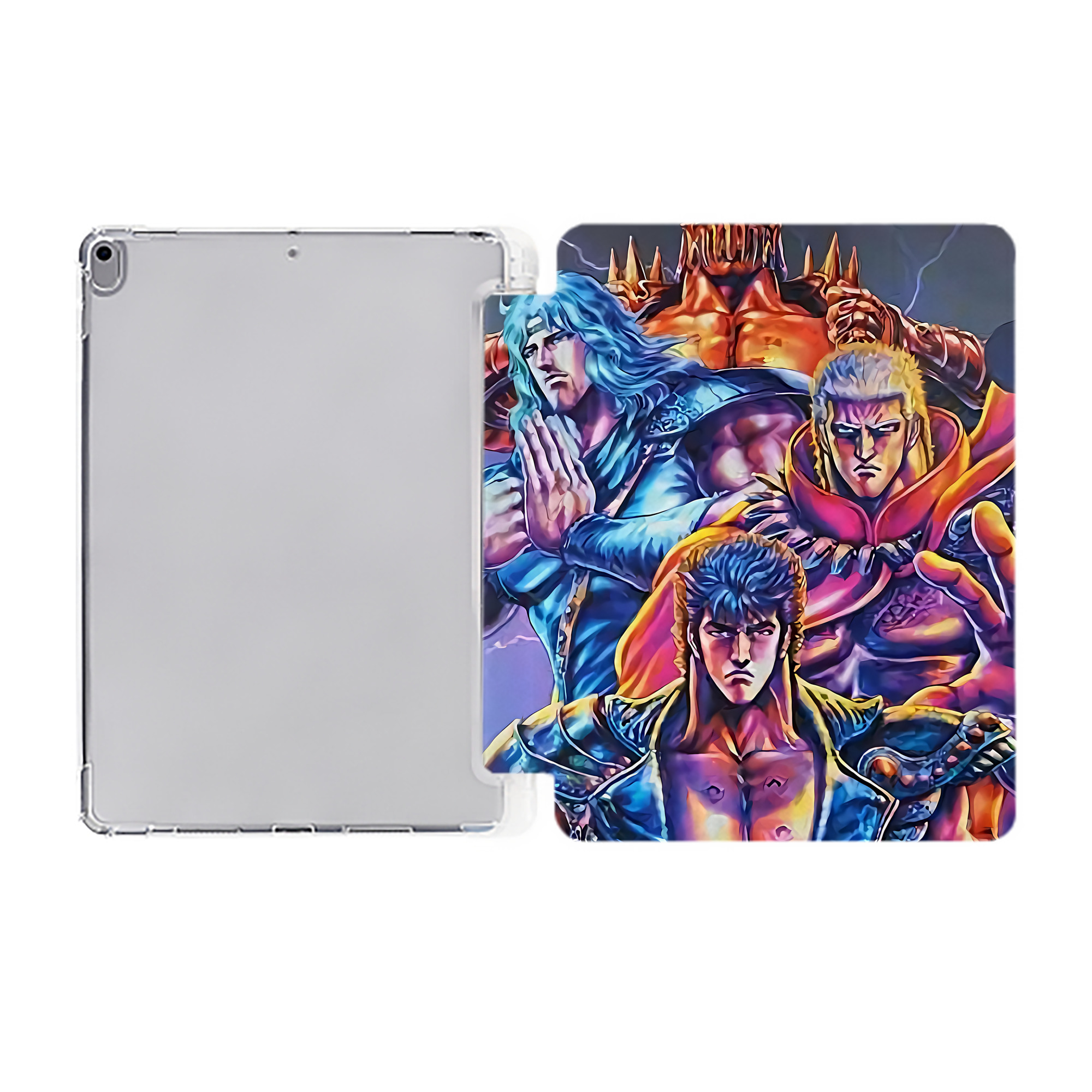 （画像用） 北斗の拳 Fist of the North Star IPad ケース ペン収納付き 三つ折りスタンド PUレザー×シリコン 対応機種9.5/10.5/10.9インチ